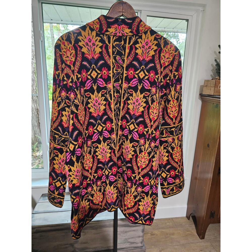 Vintage Coldwater Creek Mandarin Collar Cardigan Jacobean Print Size medium - Picture 6 of 11